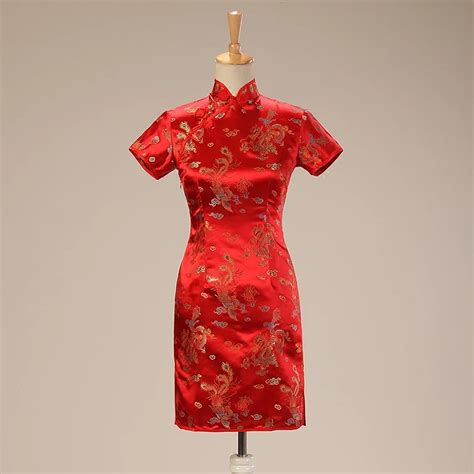 Special Offer Fashion Red Chinese Traditional Women S Satin Cheongsam Mini Qipao Dress Mujer