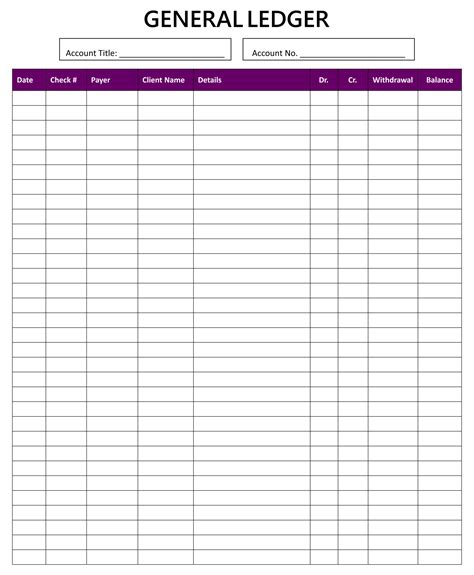 Free Printable Blank Ledger Sheets Images And Photos Finder