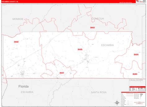 Escambia County Al Zip Code Maps Red Line