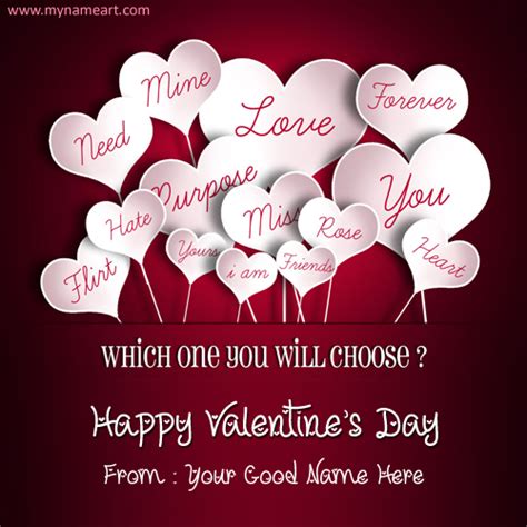 Happy valentine's day dear #valentines #valentinesday #valentinesdayimages #valentinesdaypictures #valentinesdayphotos. Valentine Day Wish Card Image With Name Create Free ...