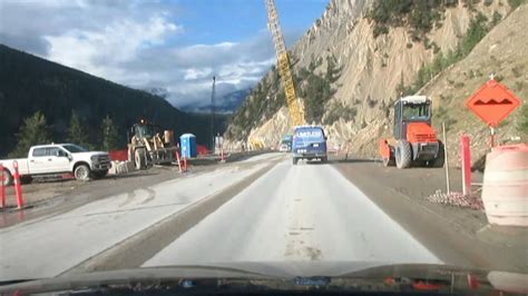 Driving Through Kicking Horse Pass Construction Project Westbound