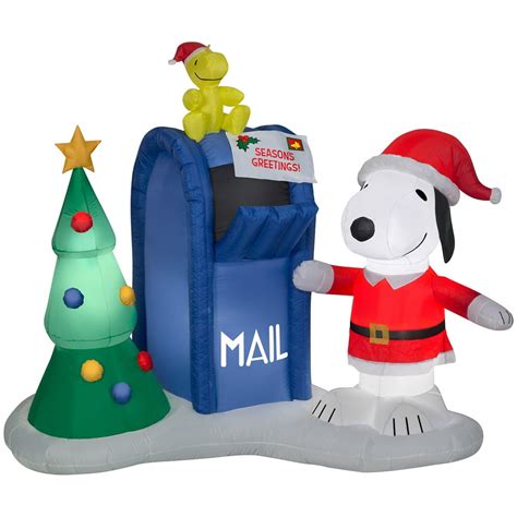 Gemmy Christmas Airblown Inflatable Snoopy And Woodstock Wmailbox Scene Peanuts 55 Ft Tall