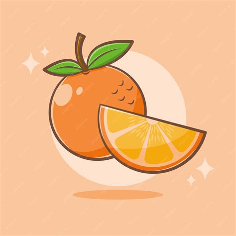 Ilustración De Dibujos Animados De Fruta Naranja Fresca Vector Premium