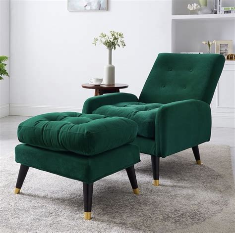 Mid-Century Pink Velvet Upholstered Lounge Chair with Ottoman Botton
