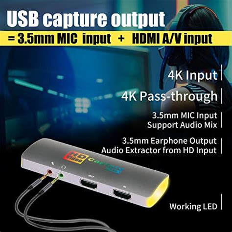 Mirabox 4k 60fps Game Capture Card Usb3 1 Type C Hdmi Capture Card 1080p 60fps Hd Audio Video