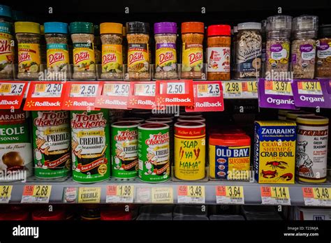 Spices And Seasoning Mixes On A Supermarket Shelf In The Us Stock Photo