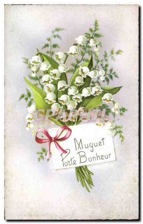 Carte Vintage Muguet Fleurs Muguet Porte Bonheur Almoire