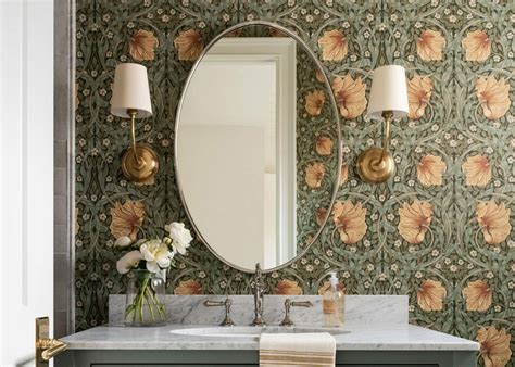 Before And After Floral Wallpaper Bathroom Design Decorilla