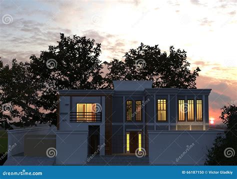 Render Evening House Stock Illustration Illustration Of Nature 66187150