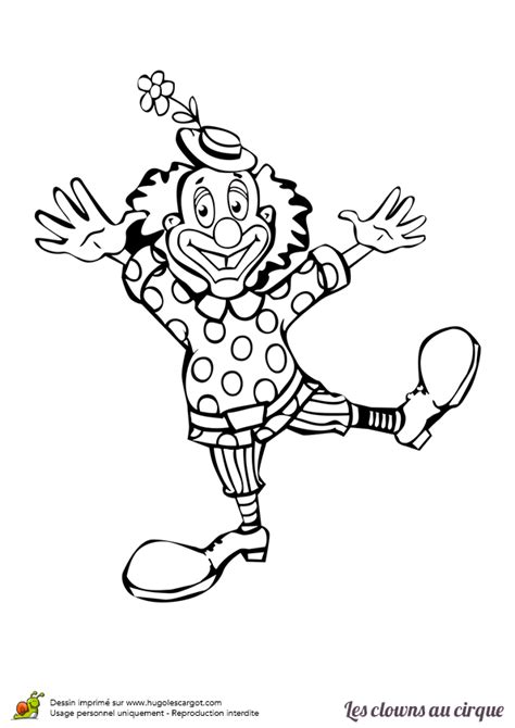 Un clown rigolo en fimo. Coloriage clown bras en l air sur Hugolescargot.com