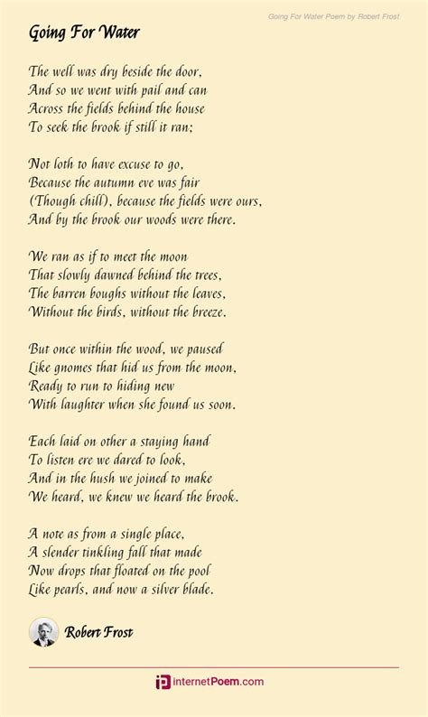 Going For Water Poem By Robert Frost