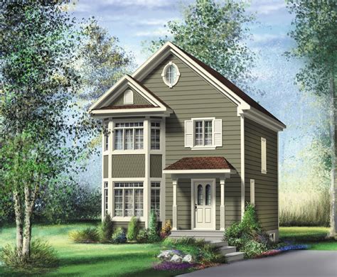 Explore many styles of small homes, from cottage plans to craftsman designs. Two-Story Traditional for a Narrow Lot - 80548PM ...