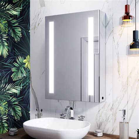Buy Elegant 500 X 700mm Illuminated Led Bathroom Mirror Cabinet Stainless Steel Frame Wall
