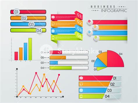 Set Of Colorful Infographic Elements Including Graphs Royalty Free