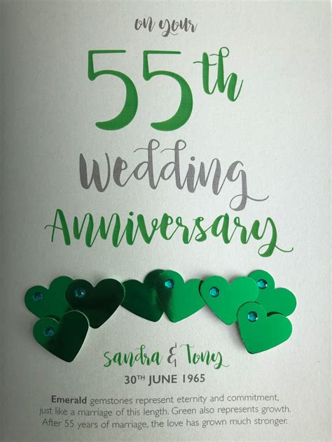 Emerald 55th Wedding Anniversary Card Sarah Louise Designs