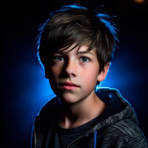 Premium Ai Image Closeup Photo Of A Beautiful Boy In Blue With Lights