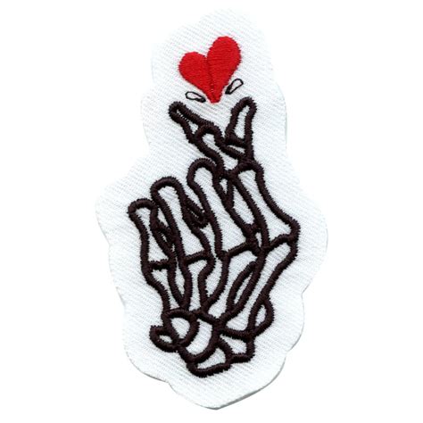 k pop heart skeleton fingers embroidered iron on patch patch collection
