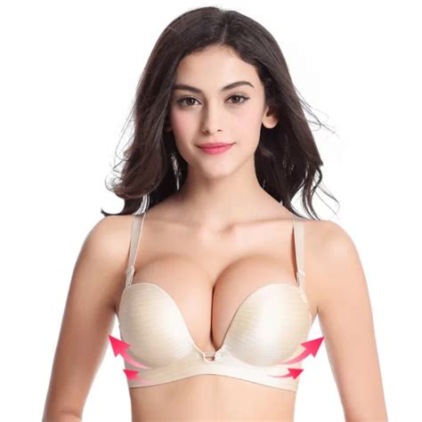 Comfy Women Sexy Seamless Underwire Push Up Bra Deep V Plunge Bras Cup 34 36 38 B In Bras From
