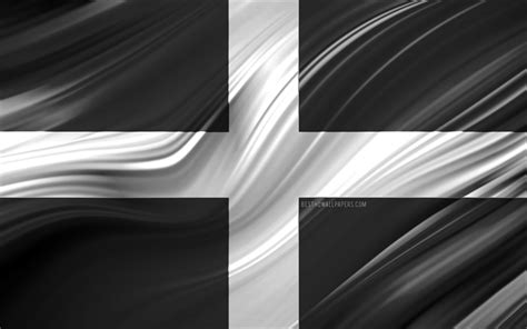 Download Wallpapers 4k Cornwall Flag English Counties 3d Waves Flag