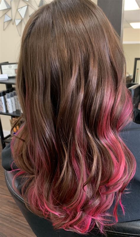 hot pink peek a boo highlights pink hair highlights pink hair streaks pink hair dye