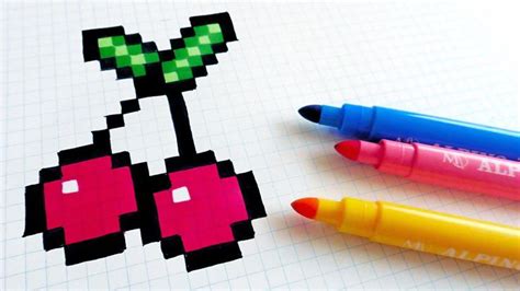 Handmade Pixel Art How To Draw Cherries Pixelart In 2020 Pixel Art