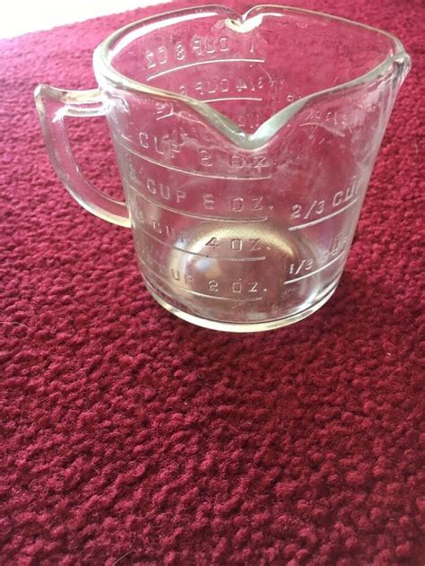Vintage Three 3 Spout 8oz 1 Cup Clear Glass Handle Measuring Cup