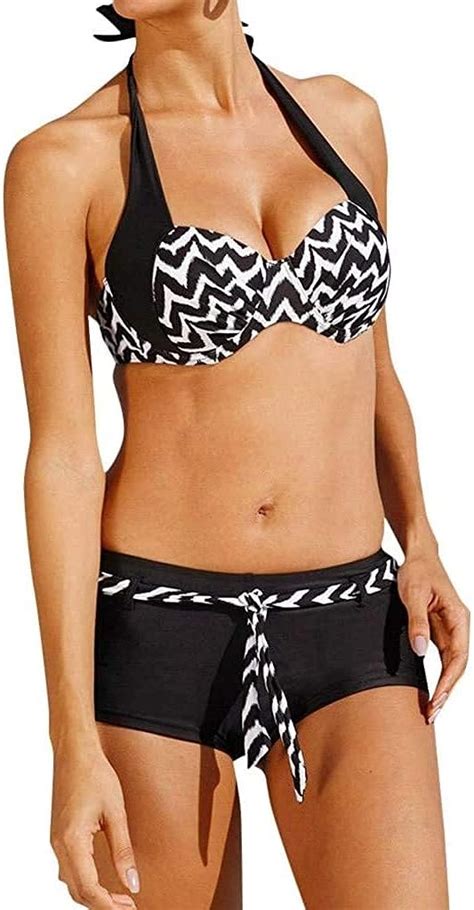 Saoye Fashion Damen Bikini Set Mit Hotpants Push Up Bh Strand Bademode