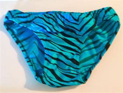 Swimwear Teal Blue Zebra Tiger Stripe Mens Bikini Brief Etsy