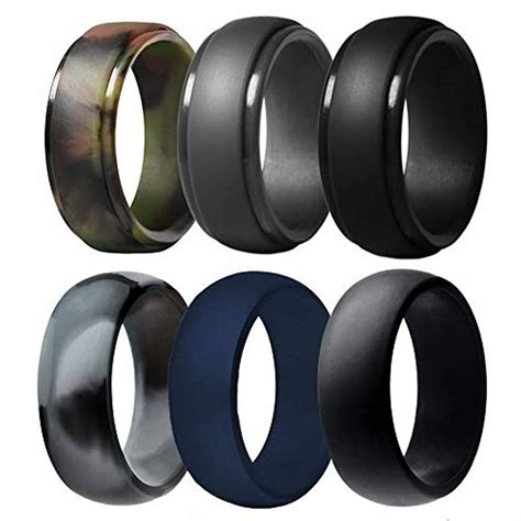 Silicone Wedding Ring For Men 6 Pack Breathable Silicone Rubber
