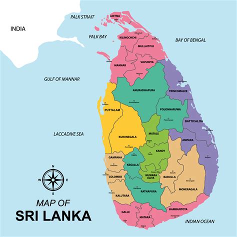 Sri Lanka Map With District Name 21251104 Vector Art At Vecteezy