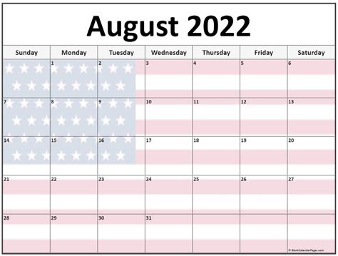 Collection Of August 2022 Photo Calendars With Image Filters