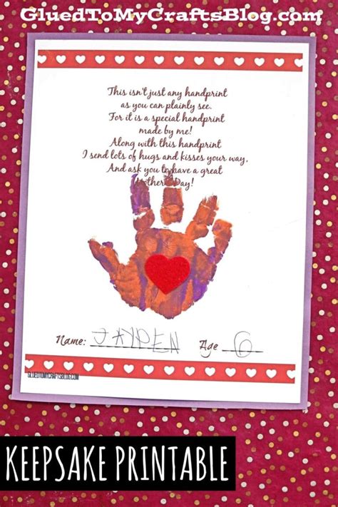Handprint Mothers Day Poem Keepsake Kid Craft