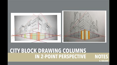 City Block Drawing Columns In 2 Point Perspective Youtube
