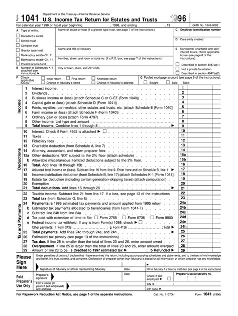 Irs Form 1041 For 1996 Fill Out And Sign Online Dochub