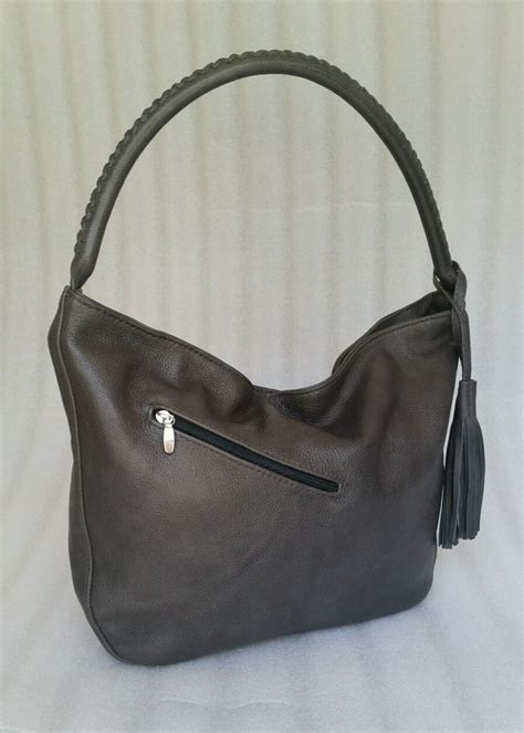 Gray Leather Bag Shoulder Purse W Tassel Stylish Fashion Handbag