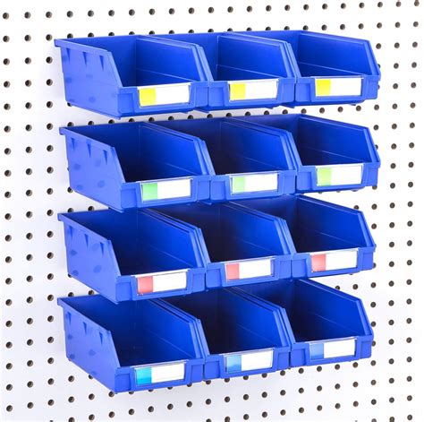 Pegboard Bins 12 Pack Blue Extra Large Hooks To Any Peg Board Organize Hardware