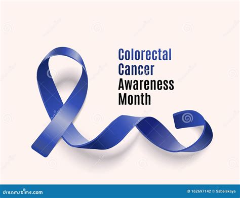 Colorectal Cancer Awareness Month Banner With Dark Blue Ribbon Loop
