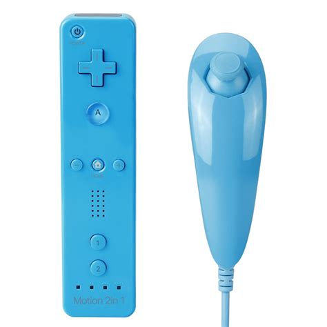 Nunchuck Remote Controller Light Blue Built In Motion Plus For Nintendo