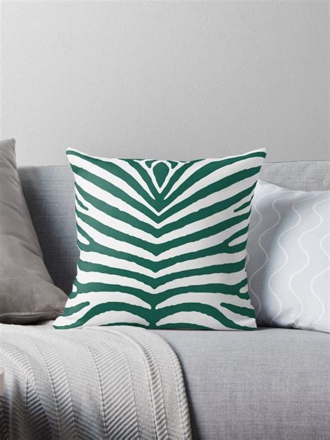 Celebration Green And White Zebra Stripes Throw Pillow Throwpillow