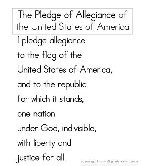 The pledge of allegiance of the united states is an expression of allegiance to the flag of the united states and the republic of the united states of america. Pledge of Allegiance FREE printable for Children | 4th of July Ideas for Kids | Pinterest | Free ...