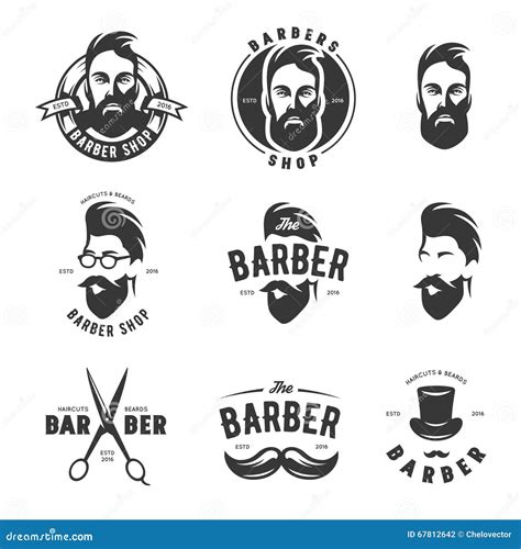 Set Of Vintage Barber Shop Vector Emblems Label Badges And Design