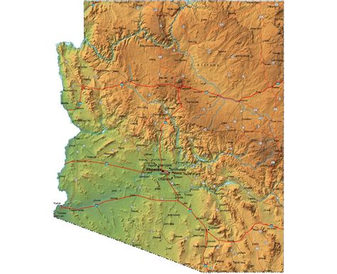 Arizona Elevation Map With Cities