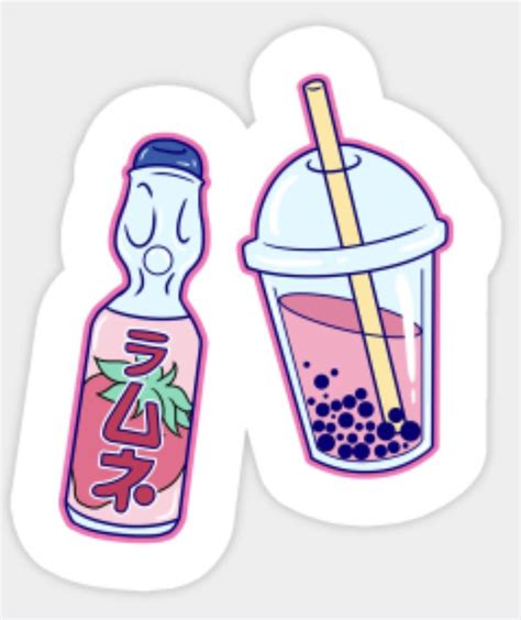 Ramune And Boba Tea Aesthetic Stickers Anime Stickers Kawaii My XXX