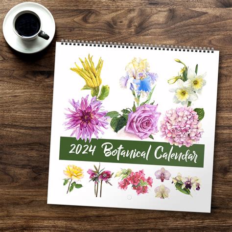 2024 Botanical Wall Calendar Floral Calendar Square Planner Calendar