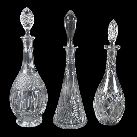 Three 3 Vintage Cut Crystal Decanters Kodner Auctions