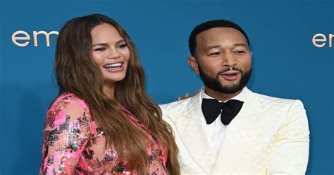 Photos Chrissy Teigen Flaunts Baby Bump At Emmy Awards 2022 Red Carpet