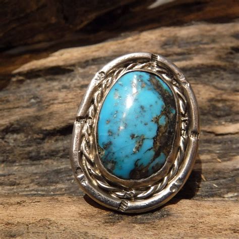 Vintage Large Mens Turquoise Ring Sterling Navajo Native American Heavy