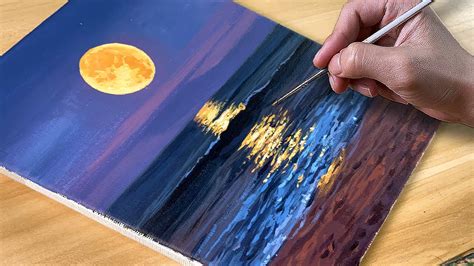 Painting Full Moon Seascape Acrylic Painting Correa Art YouTube