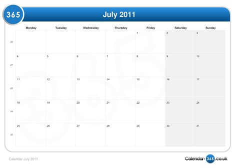 Calendar July 2011