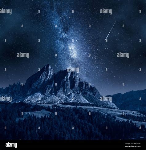 Milky Way Over Passo Delle Erbe Dolomites Wildlife At Night In